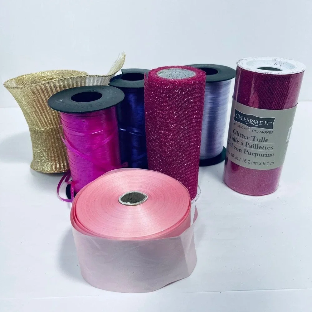Bundle of Glitter Tule & Curling‎ Ribbon